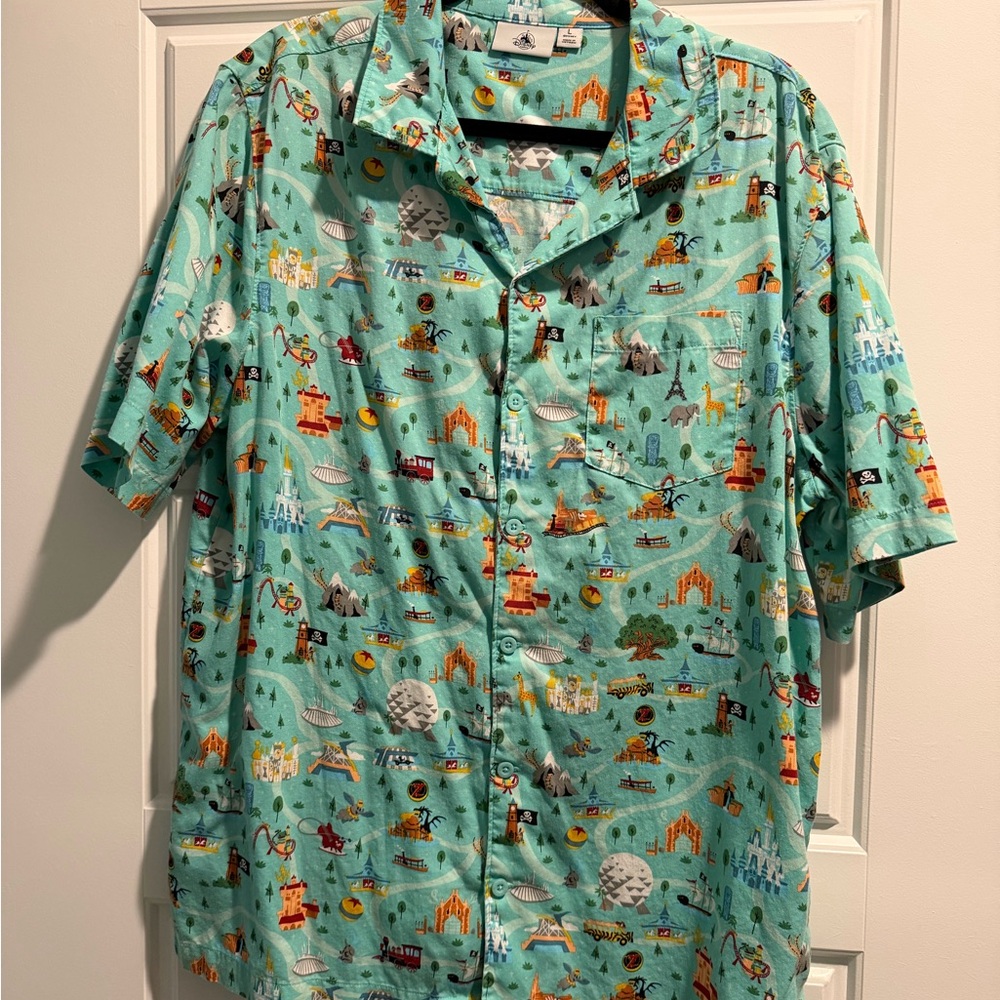 Disney World Teal Men's Button-Down Shirt